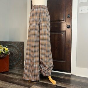 Vintage Plaid Wide-Leg Women's Pants